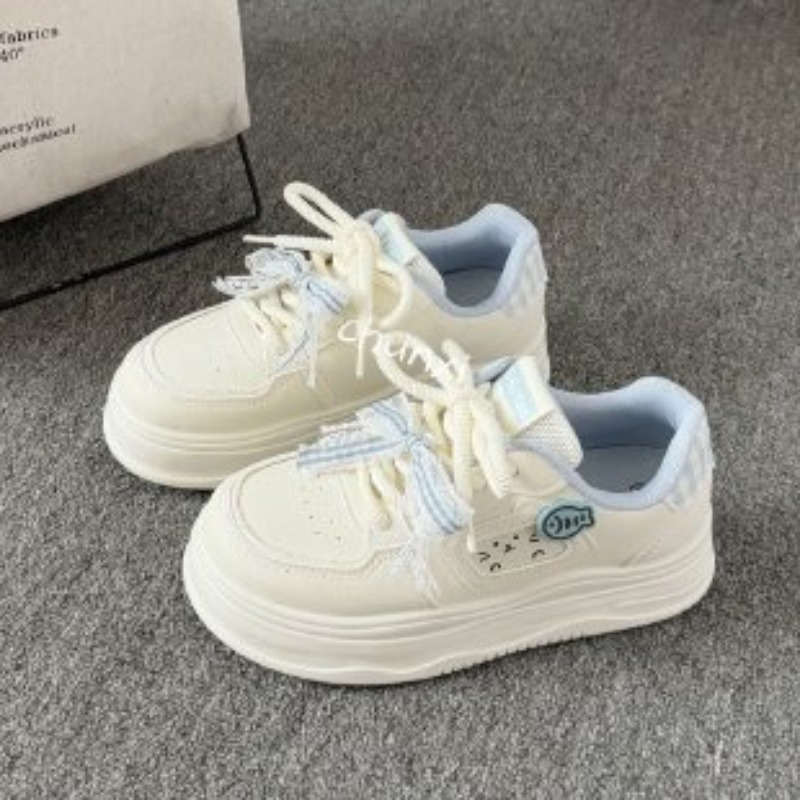 Embroidery Garments - Zapatillas deportivas de plataforma blancas para