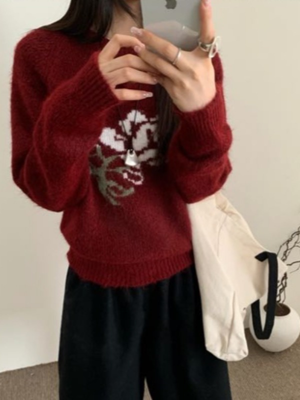 Suéter de Punto Retro Coreano  - Embroidery Rose reseña y precio