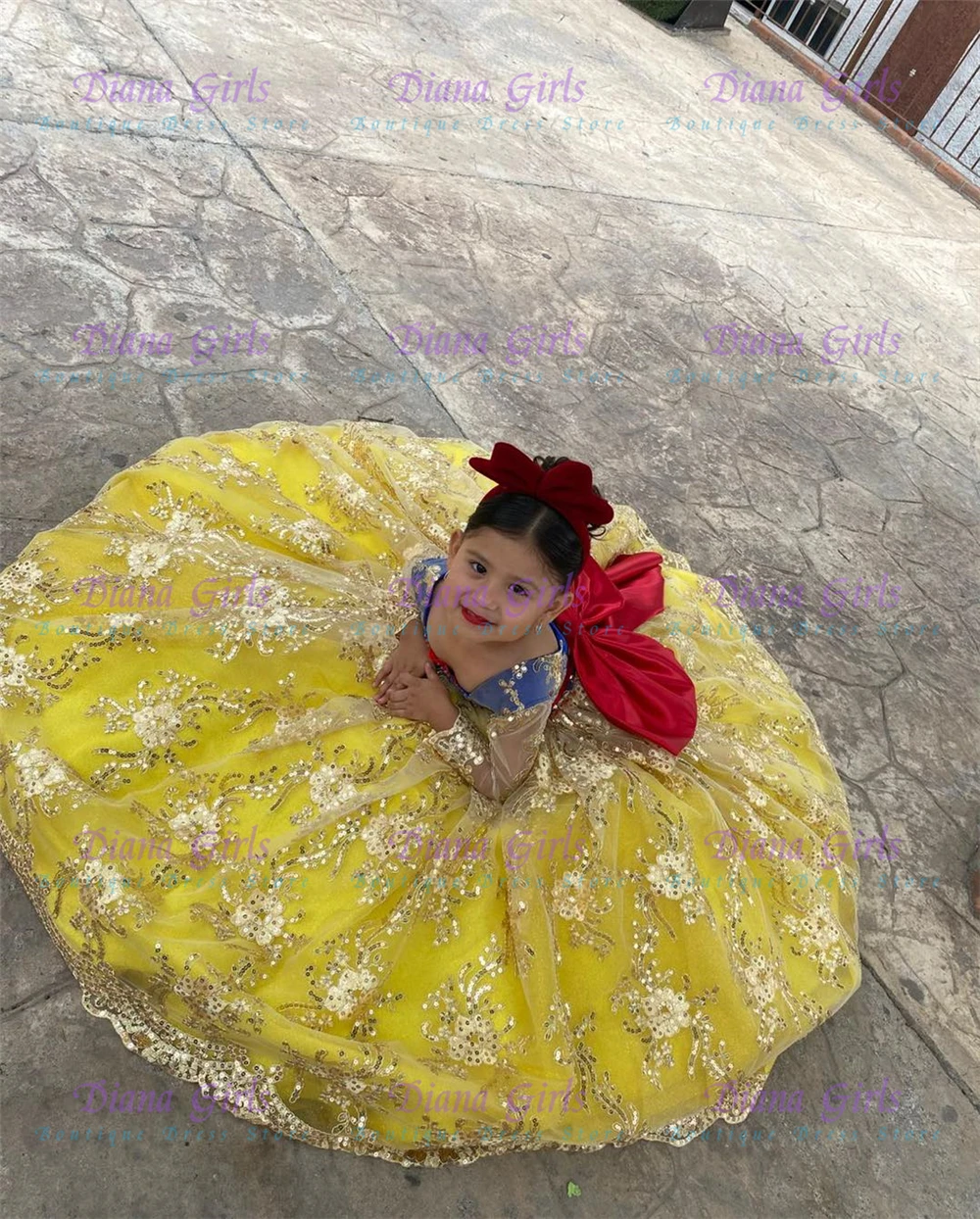 Vestido de niña de flores con  - Embroidery Yellow Dress reseña y precio