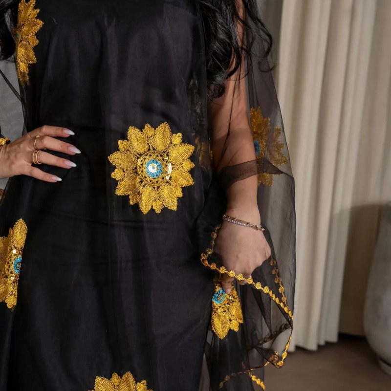 Vestido largo de mujer con bor - Embroidery Yellow Dress reseña y precio